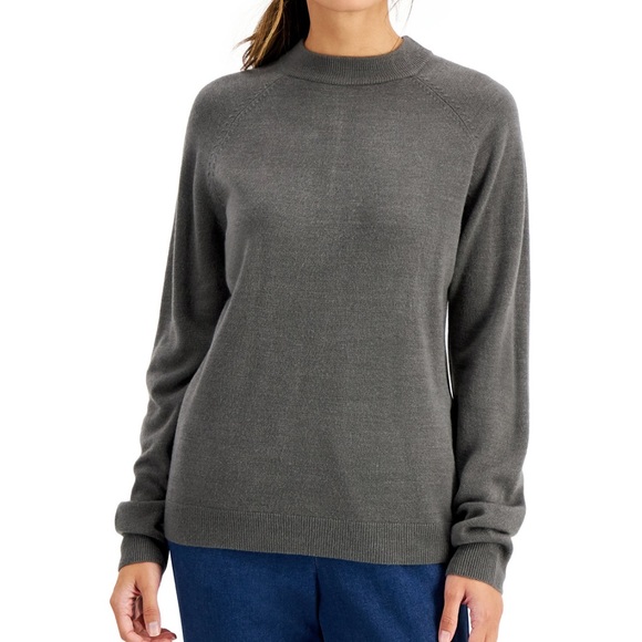 Karen Scott ultra-soft sweater cotton mock neck - Picture 1 of 3